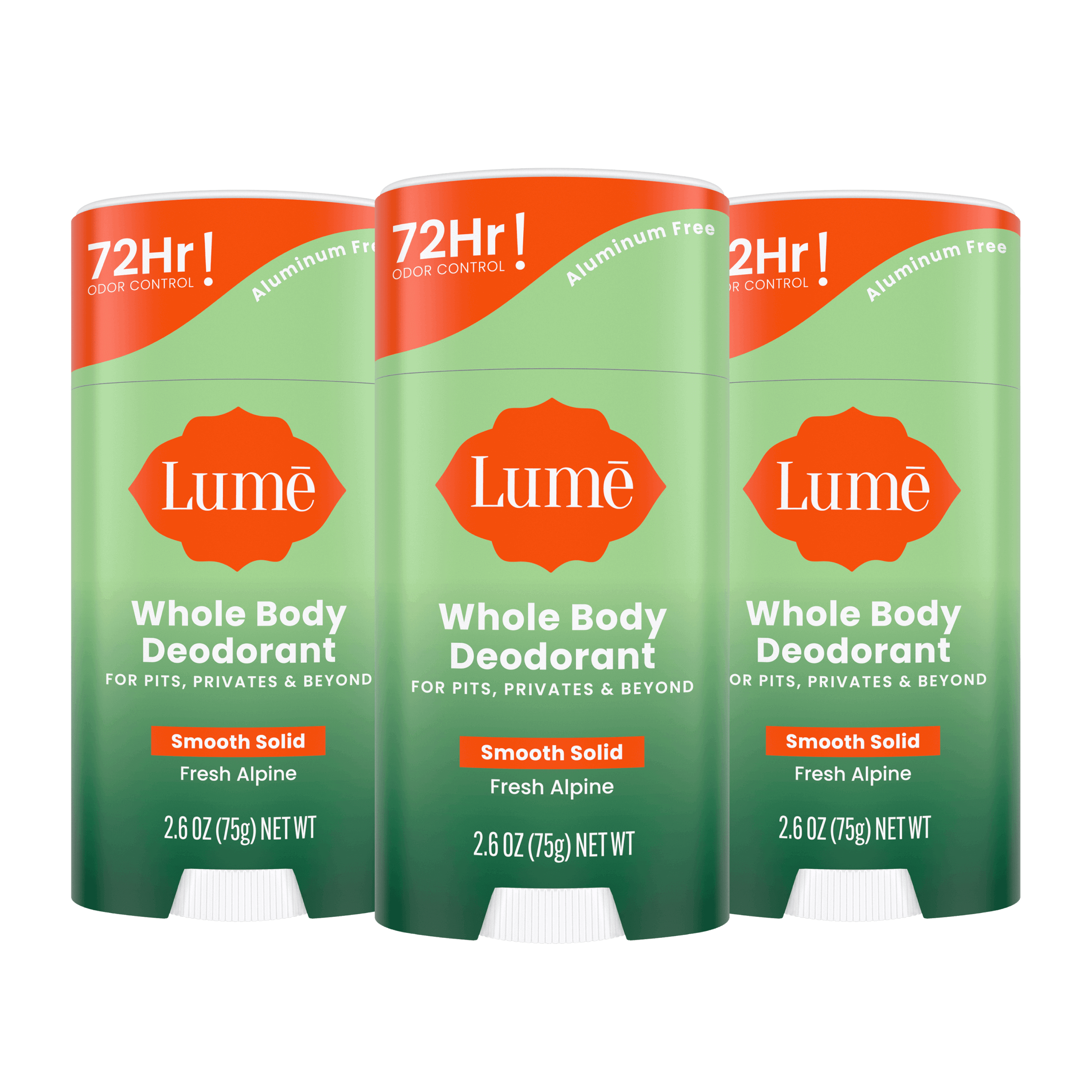 3 green stick deodorants in the scent Fresh Alpine