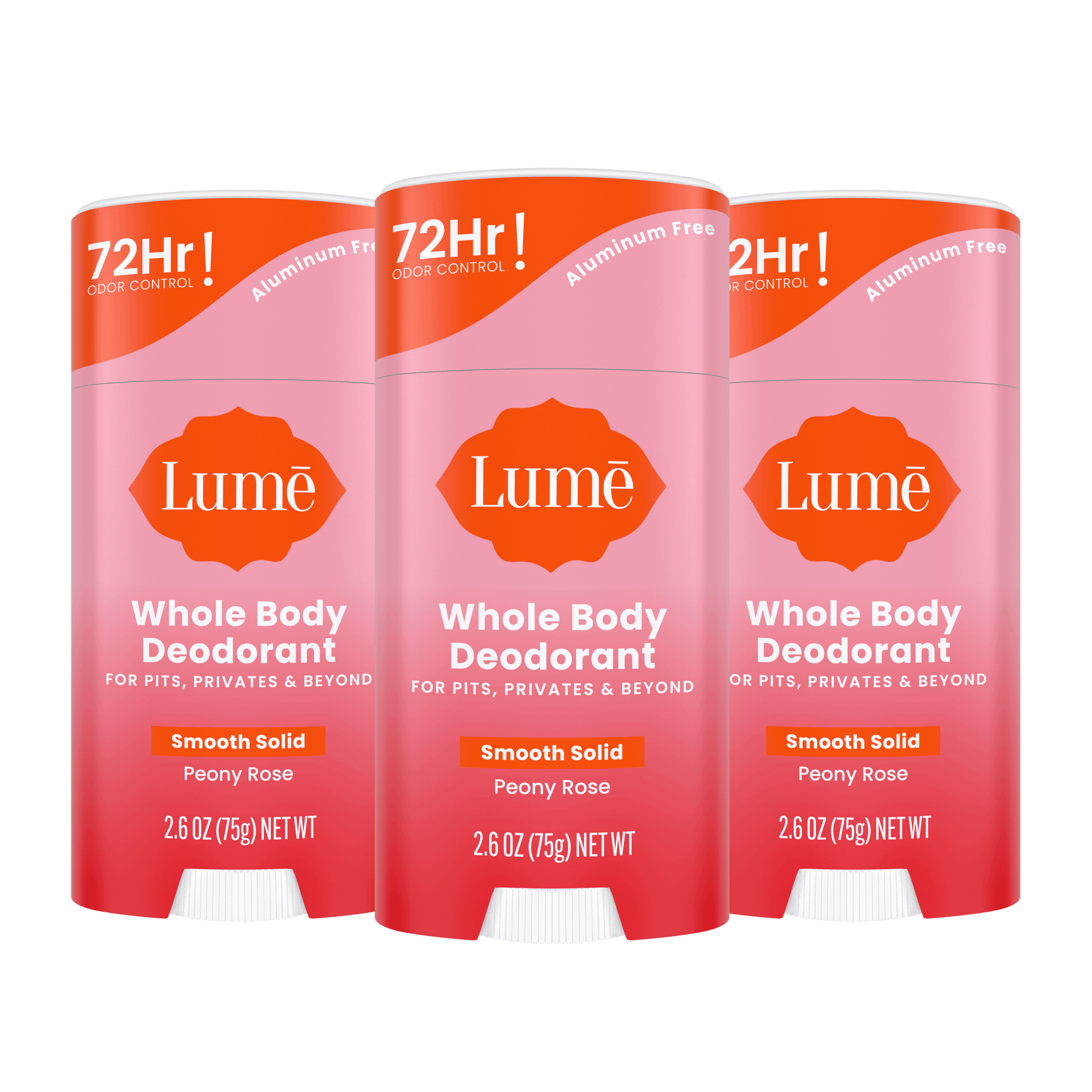 3 pink stick deodorants in the scent Peony Rose