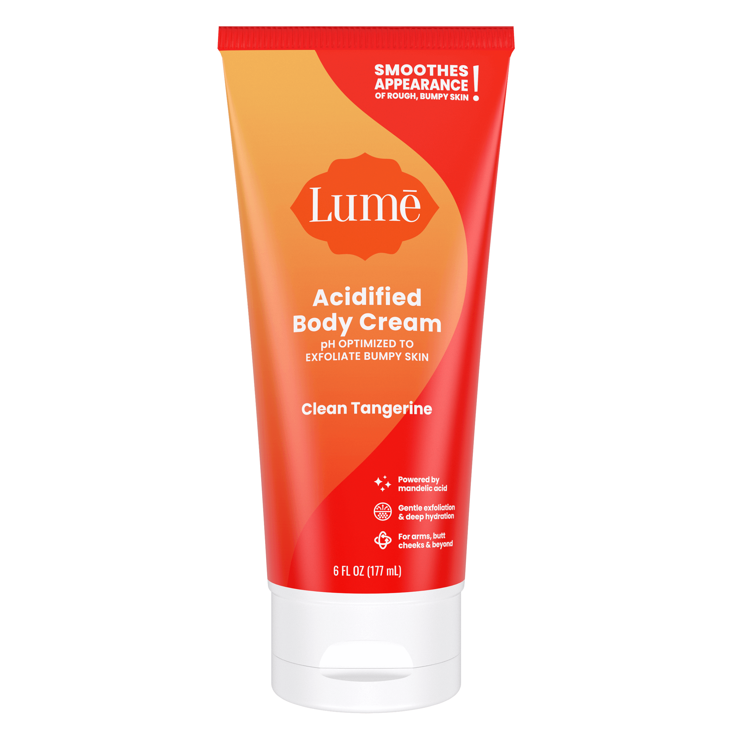 Orange Lume clean tangerine acidified body cream against a white background